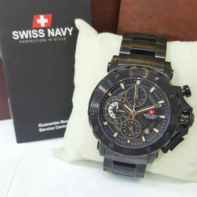JAM TANGAN PRIA SWISS NAVY SN8939 BLACK ORIGINAL GARANSI RESMI BONUS SABUK