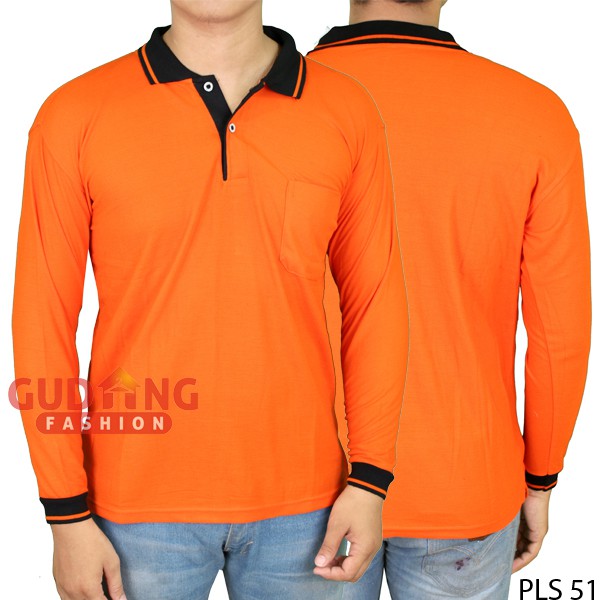 Kaos Pria Polos Kerah Lengan Panjang PLS 51