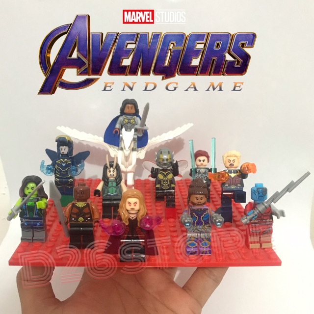 Mainan Lego Mini Figure Marvel Avengers End Game Female Avengers Squad + Tatakan Lego