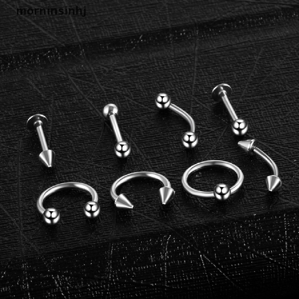 Mornin 8pcs / Set Anting Tindik Hidung / Bibir / Telinga / Tubuh Bahan Stainless Steel