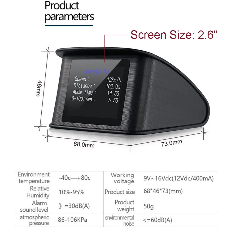 Display HUD Mobil OBD2 On-board Computer Speedometer - P10 - Black