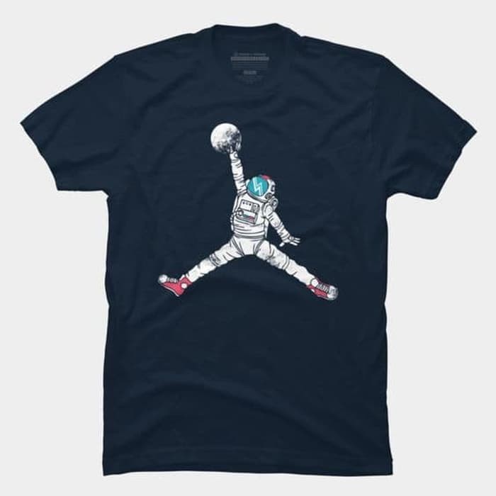 AntiMahalMahalShop | Kaos Murah Astronaut  Baju Kaos Distro Pria Wanita Biru Pendek Slimfit
