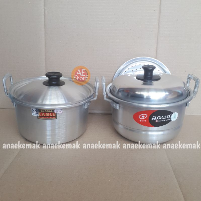 Panci / Dandang (KECIL / MINI) kukus Jawa no 18 20 22 Maspion panci logam jawa / global eagle panci susu mie indomie panci perebus air masak sayur panci tebal alumunium murah Steamer Panci Serbaguna murah dimsum kukusan somay langseng global eagle 16 cm