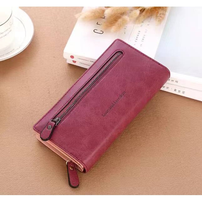 DOMPET WANITA PANJANG OS8322 KULIT PU IMPORT KOREA MURAH WALLET PREMIUM BRAND JAKARTA