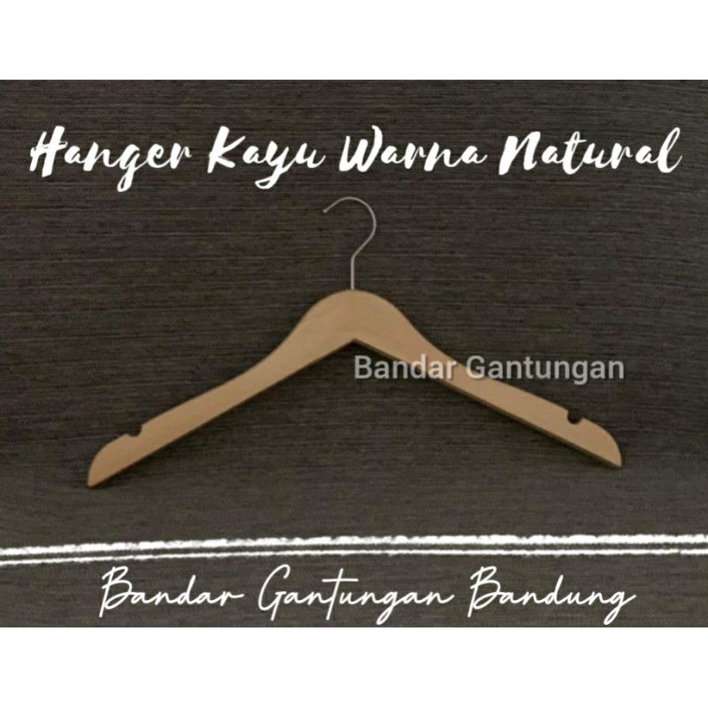 Hanger Kayu PREMIUM Natural Dewasa Wood Gantungan Baju Hanger estetik Glossy Super-BH