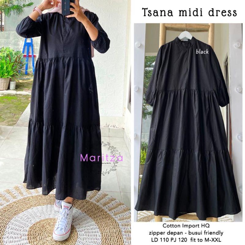 TSANA MIDI DRESS POLOS COTTON IMPORT LD 110 BY MARITZA