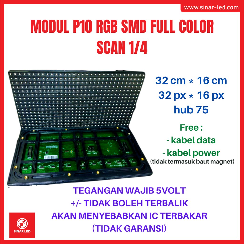 Jual MODULE PANEL MODUL P10 RGB FULL COLOR 1/4 SCAN SMD OUTDOOR ...