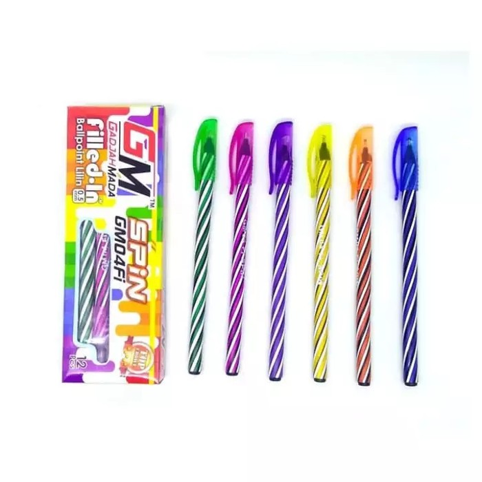 

murah bollpoint lilin 0.5mm warna terang pulpen spin motif warna spiral cocok buat office toko