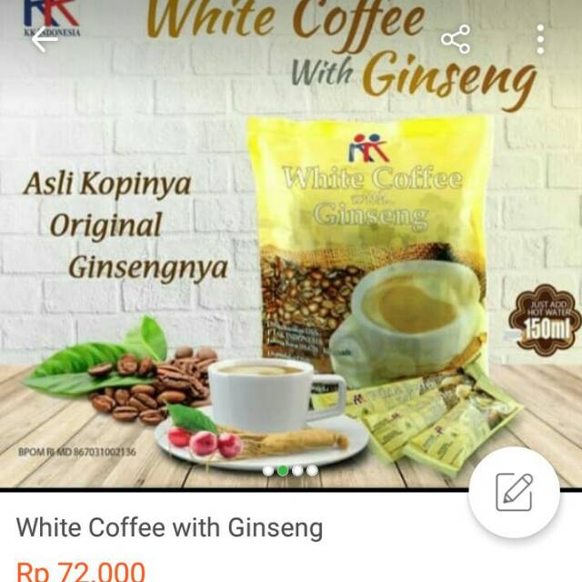 

White kopi with ginseng