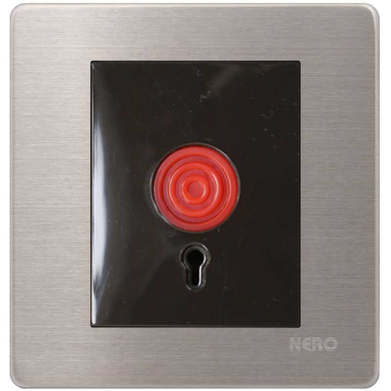 STAINLESS V878 - Saklar Panic Button with Key Reset NERO