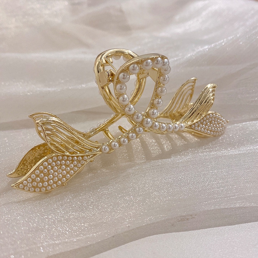 Jepit Rambut Ponytail Bahan Alloy Aksen Mutiara Dan Berlian Imitasi Gaya Korea Untuk Wanita