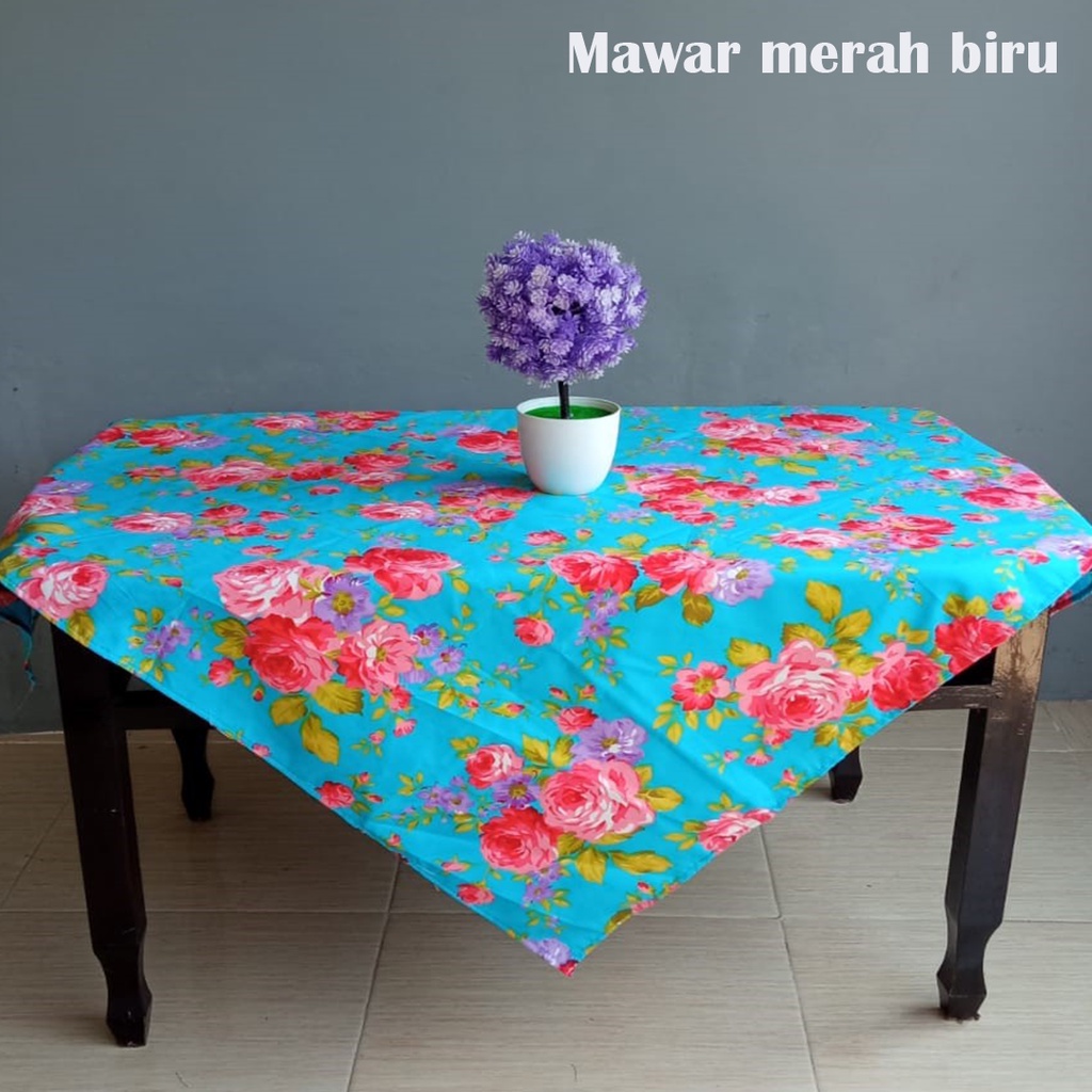 Taplak Cover Alas Meja Bentuk Persegi 100x100 cm Kain Katun Serbaguna Beragam Corak dan Motif Cantik Dan mewah Dekorasi Ruang Tamu