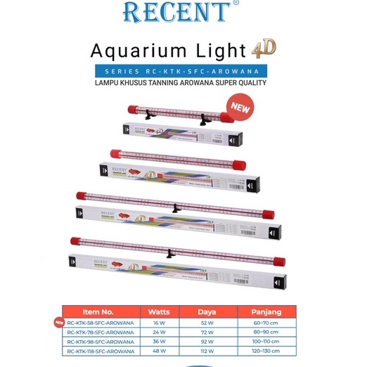 Lampu LED Tanning Arwana 4 D Kualitas Kontes Quality RECENT KTK 58 78 98 118 148 178 SFC Arowana 4 B
