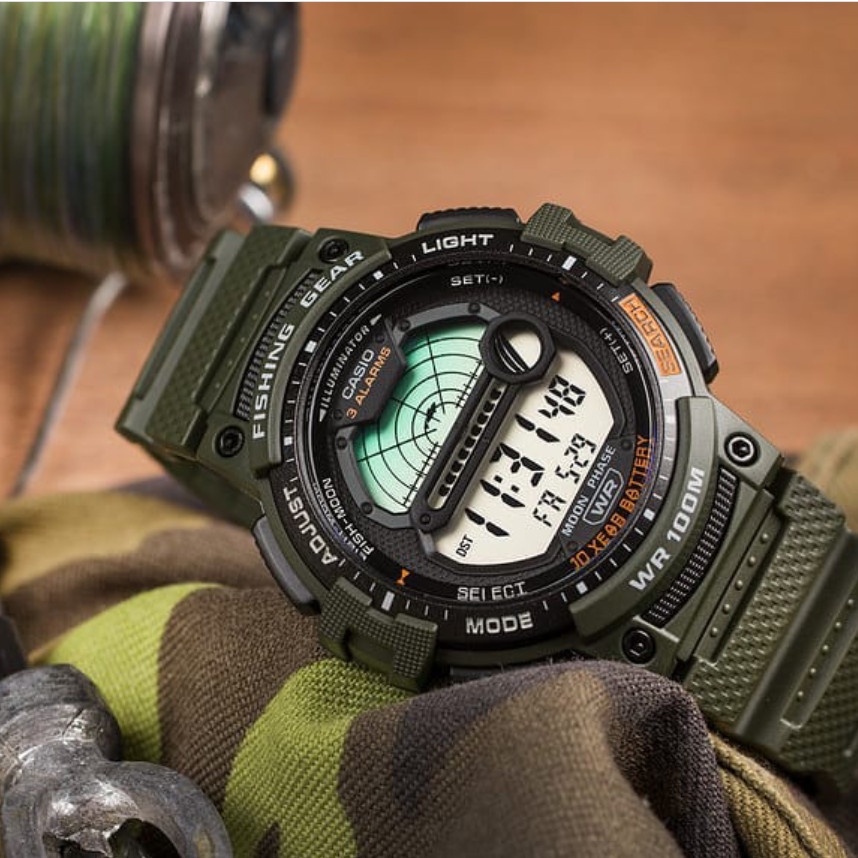 [ PROMO ] Jam Tangan Pria Casio WS-1200H-3A / WS-1200H-3AVDF Hijau Digital Fishing Gear Original Gar