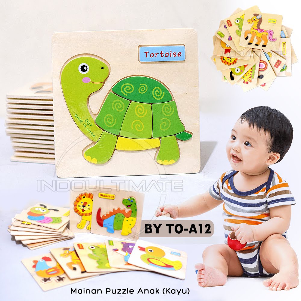 Mainan Puzzle Kayu TO-A12 tebal AMAN Besar & Kecil lucu Mainan Edukasi Edukatif genggam motorik Anak bayi balita Kids toys murah bagus-6