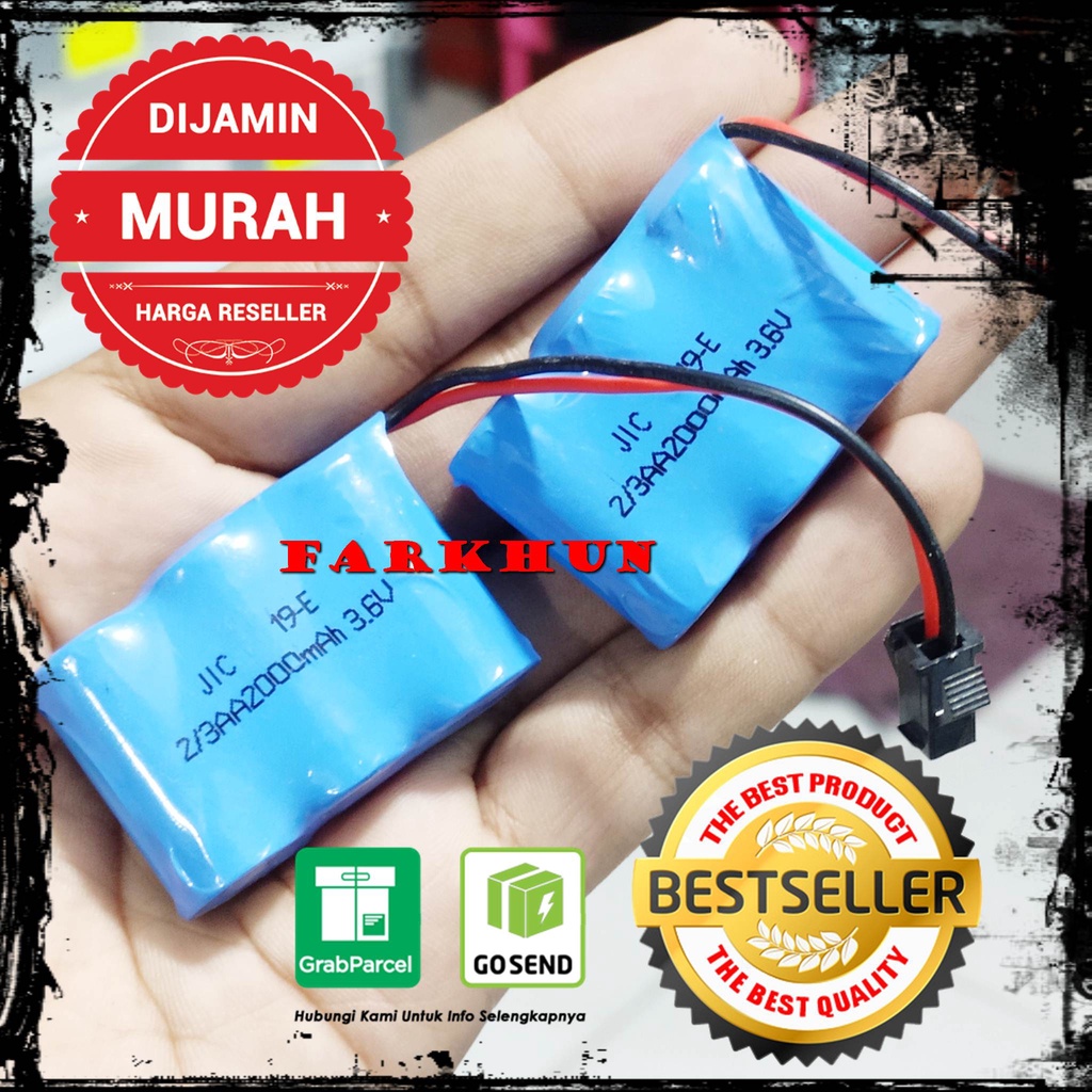 TERBAIK BATERAI KECIL RC AA 2/3 ISI 3 2000 mAh 3.6V SOKET HITAM BATTERY BATRE BATREI BATERE MAINAN