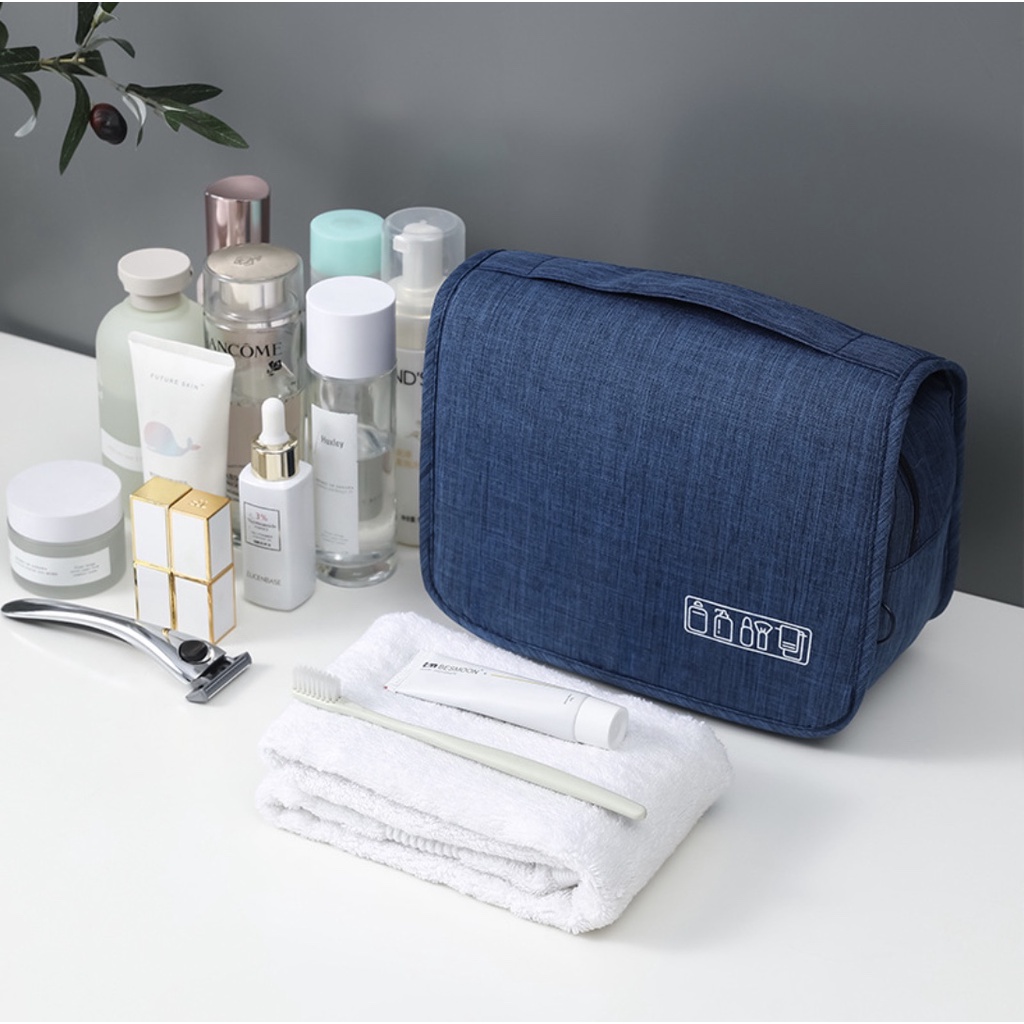 WRF77 Tas Kosmetik Peralatan Mandi Travel Toiletry Folding Bag Organizer Polyester Waterproof Impor TKM