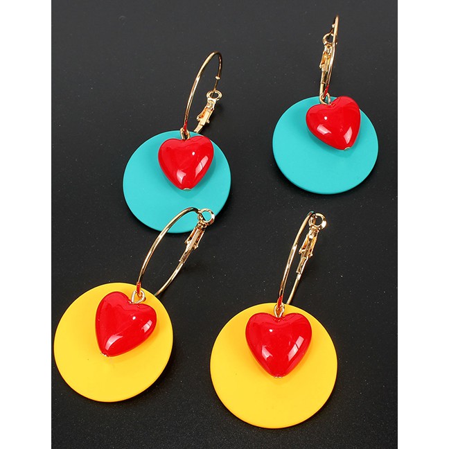 LRC Anting Tusuk Fashion Acrylic Round Love Big Earrings F7634X