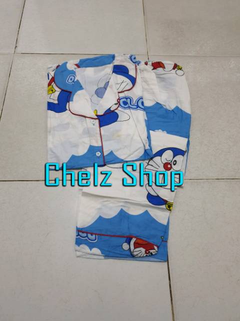 Baju Tidur Piyama Wanita/Cewek Pajamas Dewasa Karakter Doraemon Awan Murah Good Quality