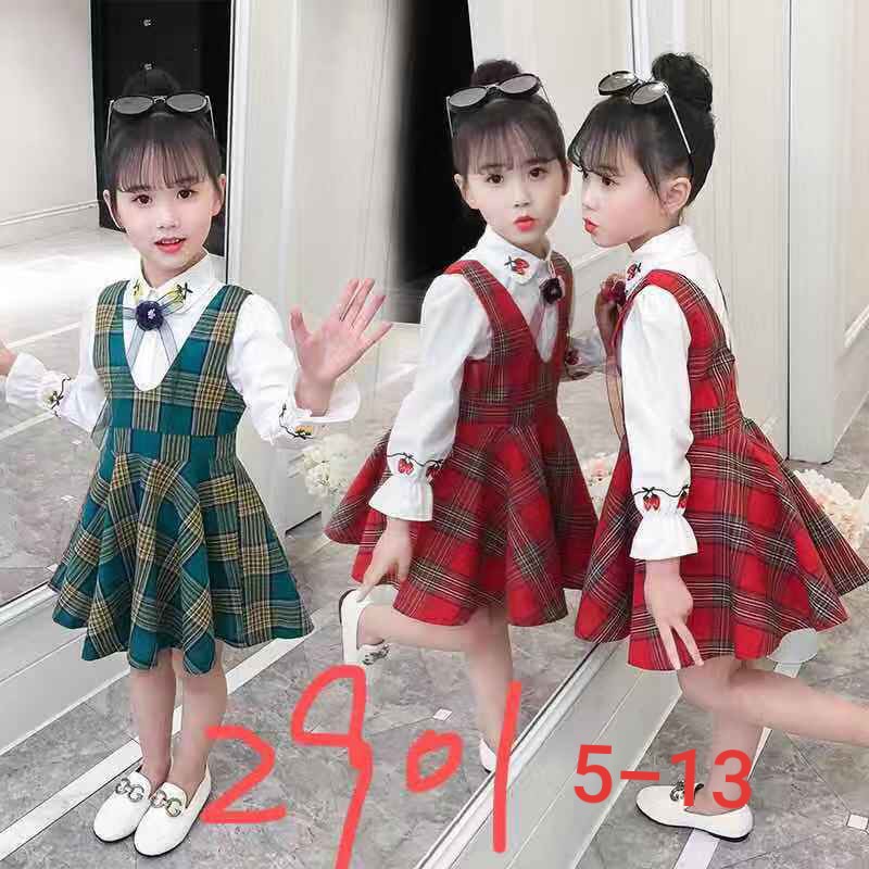 Baju Setelan Overall Anak Perempuan Cewe Import Merah Hijau Kotak-kotak