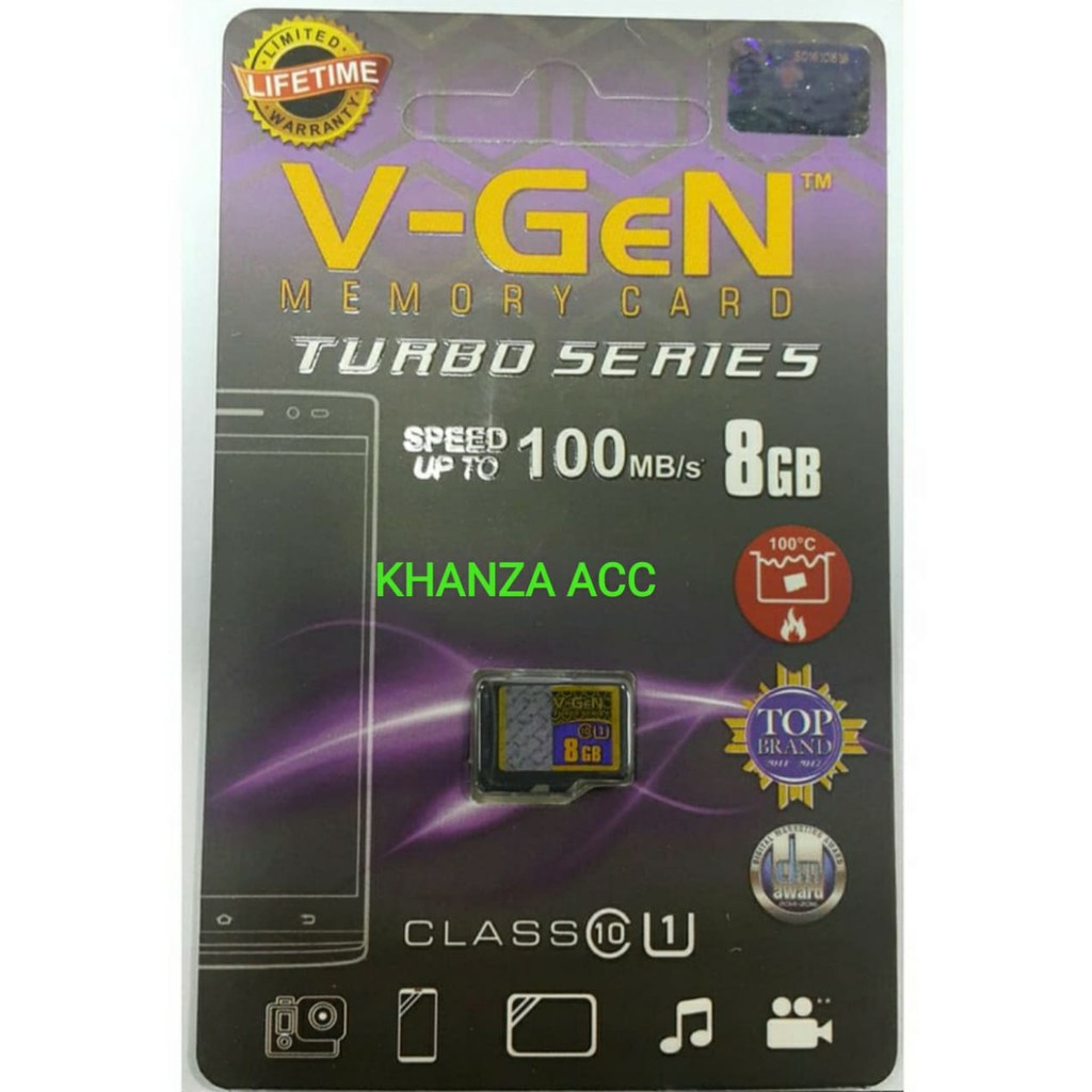 KHANZAACC VGEN 8GB Memory Hp Micro SD Class 10 Turbo Series