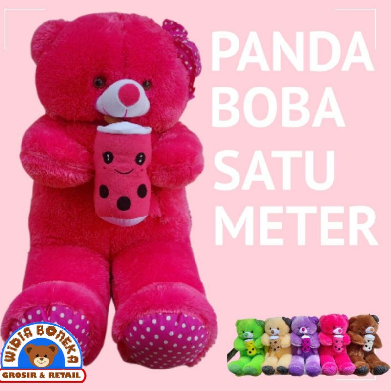 Boneka Tedy Bear Syal Topi Jumbo Bonus Boba