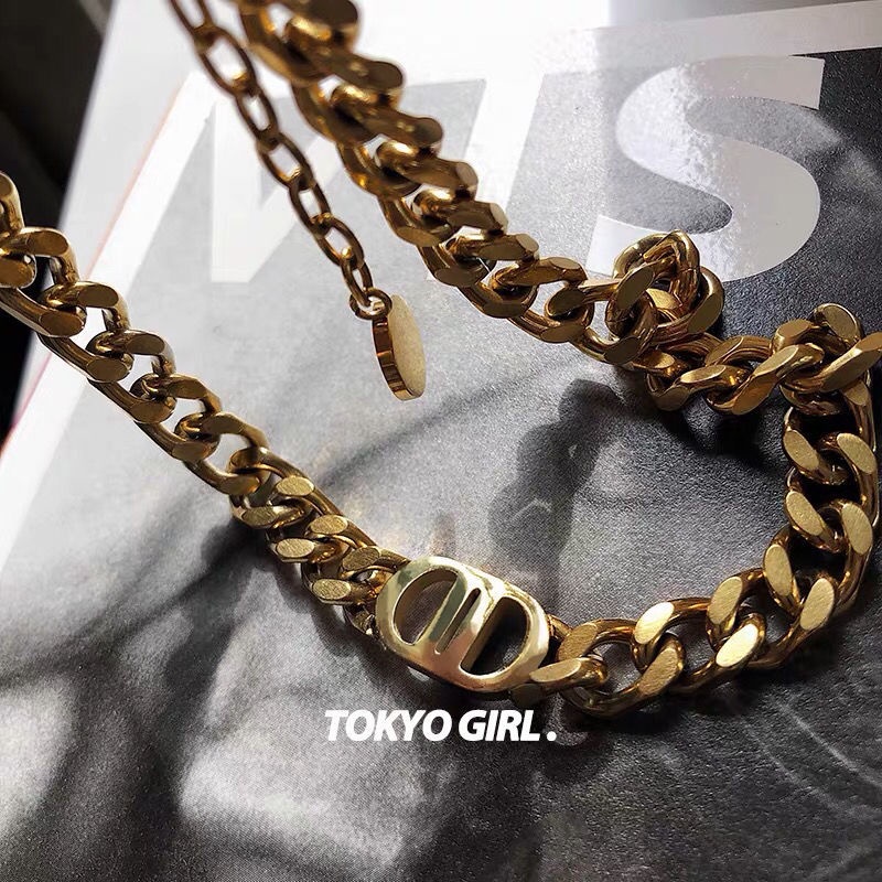 Kalung Choker Rantai Bahan Stainless Steel Gaya Punk Untuk Wanita 2022