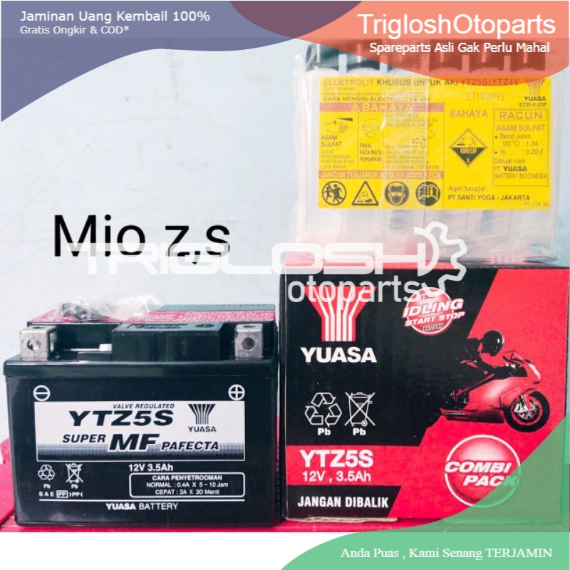 MURAH aki yuasa yamaha mio z, s type ytz5s