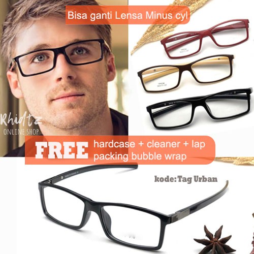 Tag Urban Frame kacamata pria kotak lebar engsel pegas per