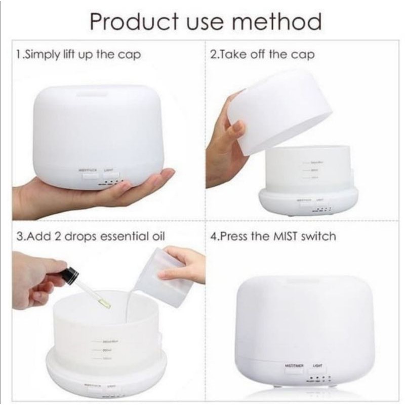 ULTRASONIC AROMA DIFFUSER HUMIDIFIER 300 ML DAN 500 ML