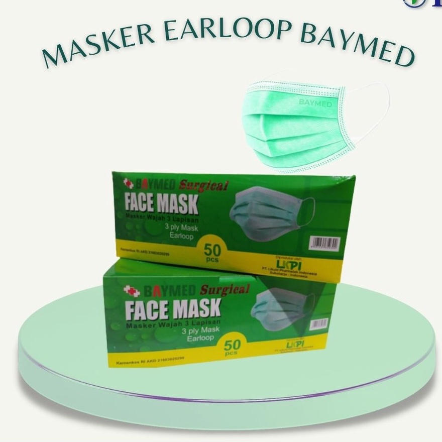 Masker surgical baymed earloop 3 ply isi 50 pcs