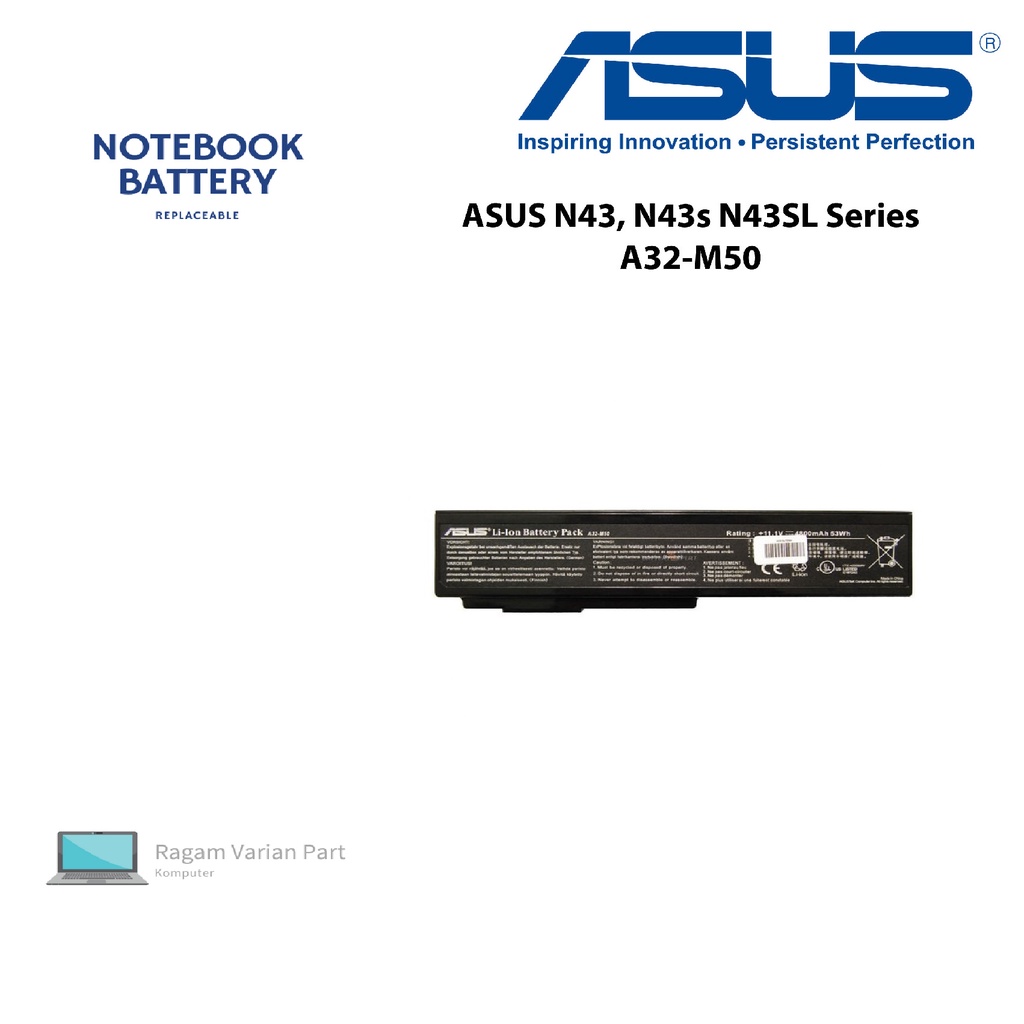 Original Baterai Laptop ASUS N43, N43s N43SL Series A32-M50