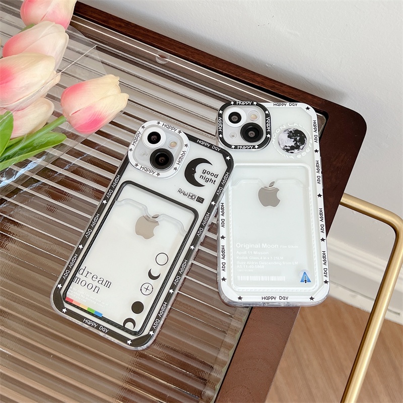 Case Pelindung Kamera Desain Bulan good night Untuk iPhone 11 12 13 Pro MAX X XR XS MAX 7 8 Plus