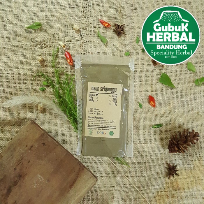 

DAUN SRIGUNGGU / SENGGUGU BUBUK 500 GRAM - Clerodendron Serratum - MURNI TANPA GULA - BUBUK HALUS