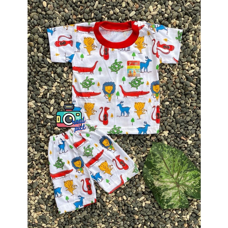 stelan baju bayi lucu murah motif animal setelan PENDEK 3-18bulan(one size)