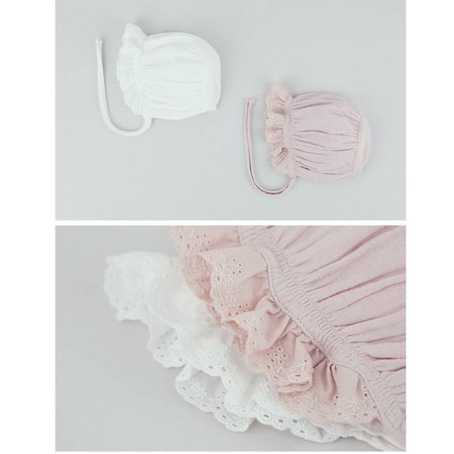 [meandboss] TP14/21-Topi Kupluk Bonet Noni Anak Bayi Perempuan Ruffle Renda Katun