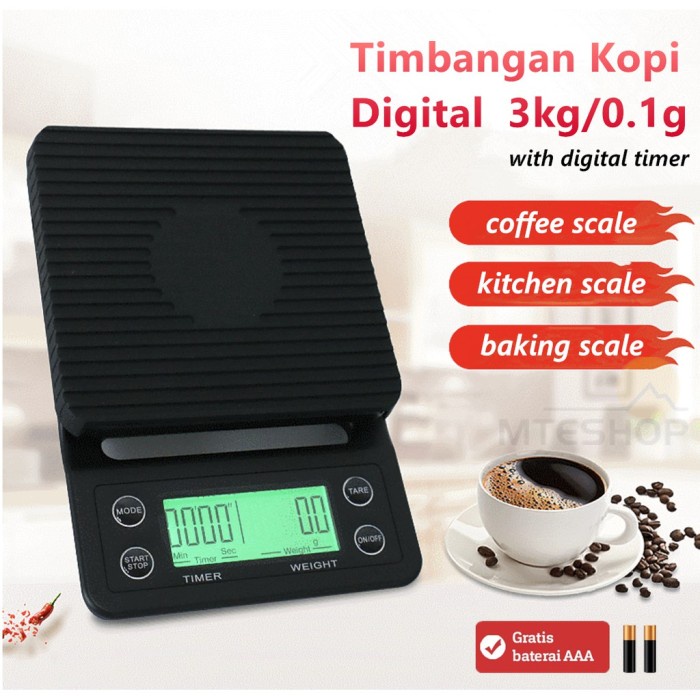 Timbangan Kopi Digital 3KG / 0.1GR Timer V60 Drip Coffee Scale