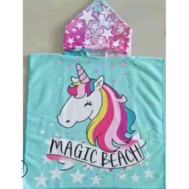 Handuk Ponco Anak Motif Karakter Microfiber-Unicr Magic Tosca
