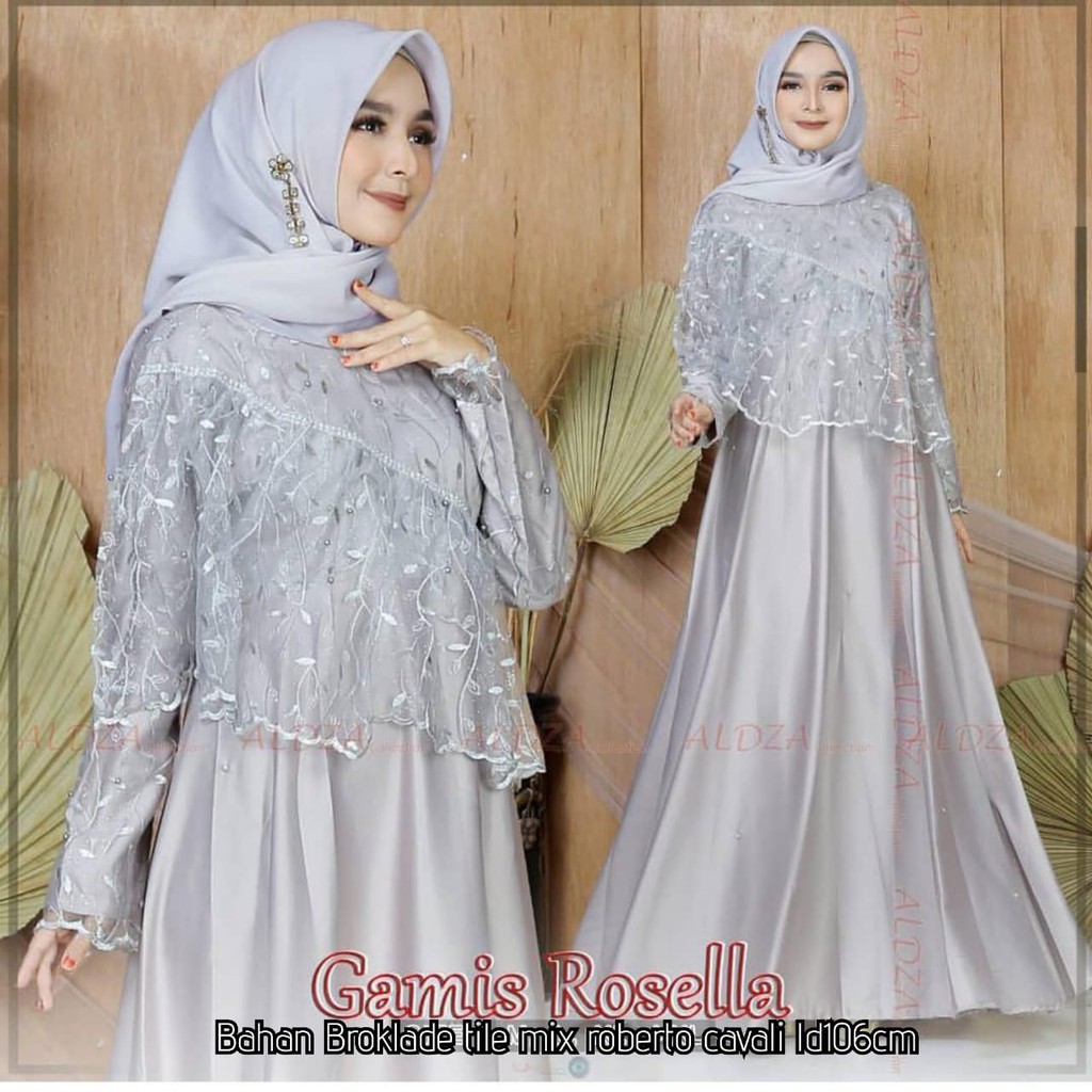 gamis jumbo ukuran L XL XXL XXXL 4XL ld 140 Rosella/gamis murah/Dress murah/gamis brukat velvet