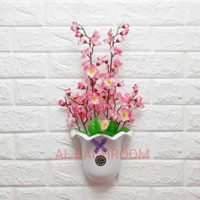 BUNGA SAKURA ARTIFICIAL PAKET POT DINDING OMBAK RB6038 BUNGA PLASTIK MURAH BUNGA RTIFICIAL HIASAN DINDING HOME DECOR