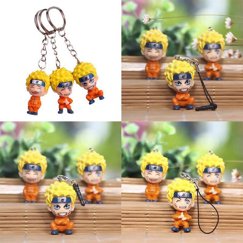 Gantungan Kunci Desain Anime Naruto 3D Kartun Jepang Kreatif untuk