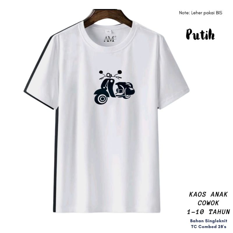 Baju Kaos Anak Cowok 3-12 tahun Remaja Dewasa ukuran S - 7XL - XXXL Dewasa VESPA