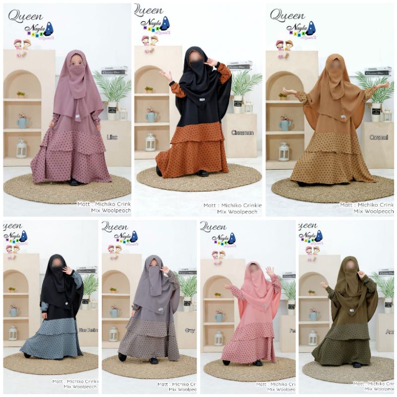 (XS 1,5th-2,5th) GAMIS ANAK SYAR'I QUEEN BY NAYLA KIDS
