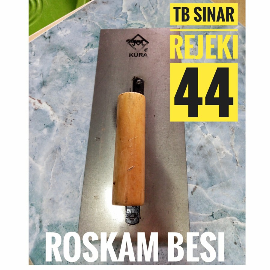 Roskam Besi Kotak Gagang Kayu Bahan Besi [Roskam Biasa / Roskam Gerigi TroweL] Untuk Acian Meratakan