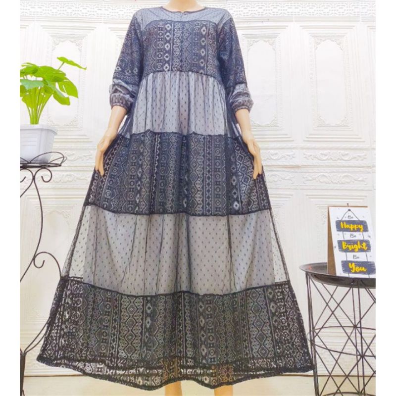 Gamis brokat tile full furing // gamis brukat tile dot // malika dress // gamis brukat korea premium