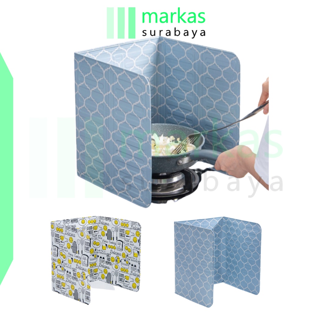 MARKAS HL0340 Sekat Pelindung Kompor Dapur Aluminium Tahan Panas Cover Stove Tahan Cipratan Minyak