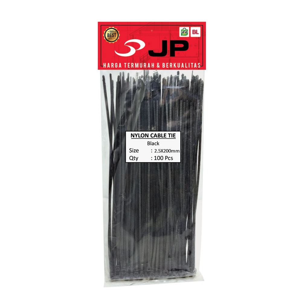 KABEL TIES 2.5 x 200 MM HITAM - PENGIKAT KABEL TIS - CABLE TIE 100 PCS