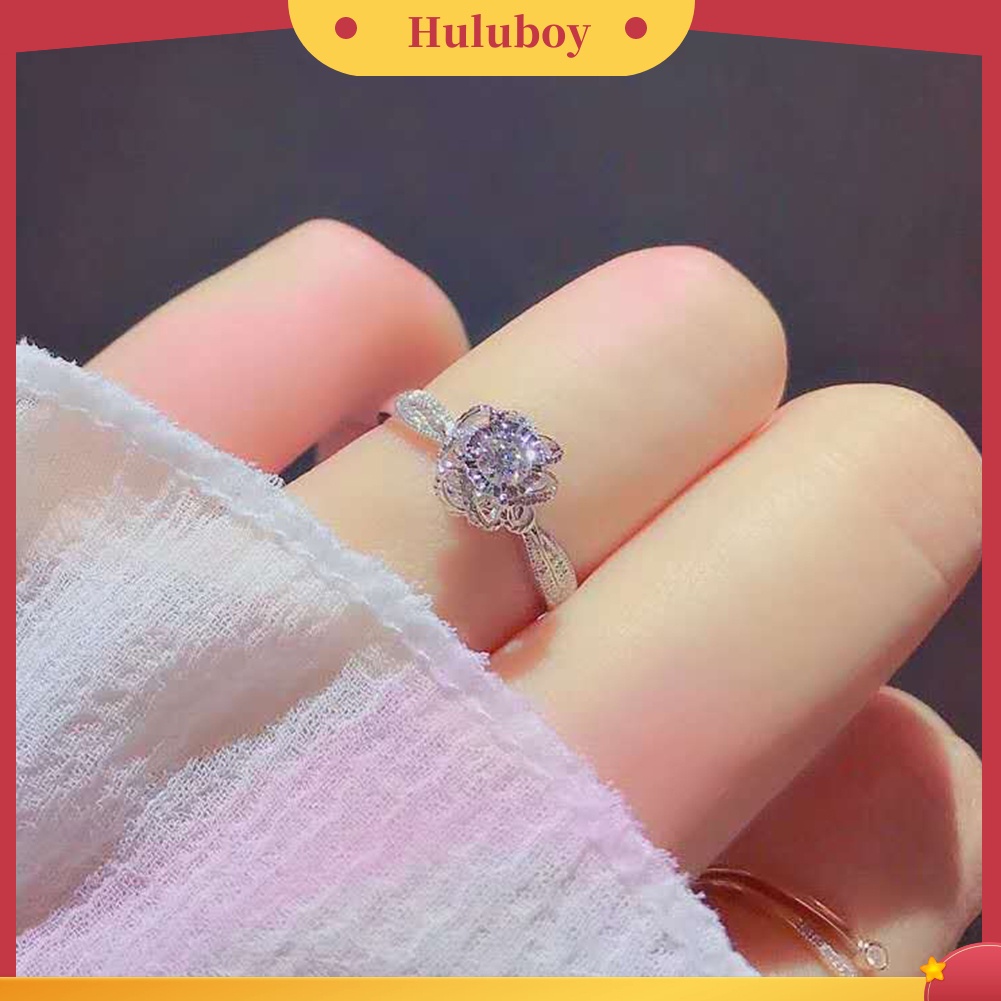 Hu Hu Hu Hu Hu Alat Bantu Pasang Kacamata♡ Cincin Pernikahanpertunangan Desain Bunga Hollow Hias Cubic Zirconia Untuk Wanita