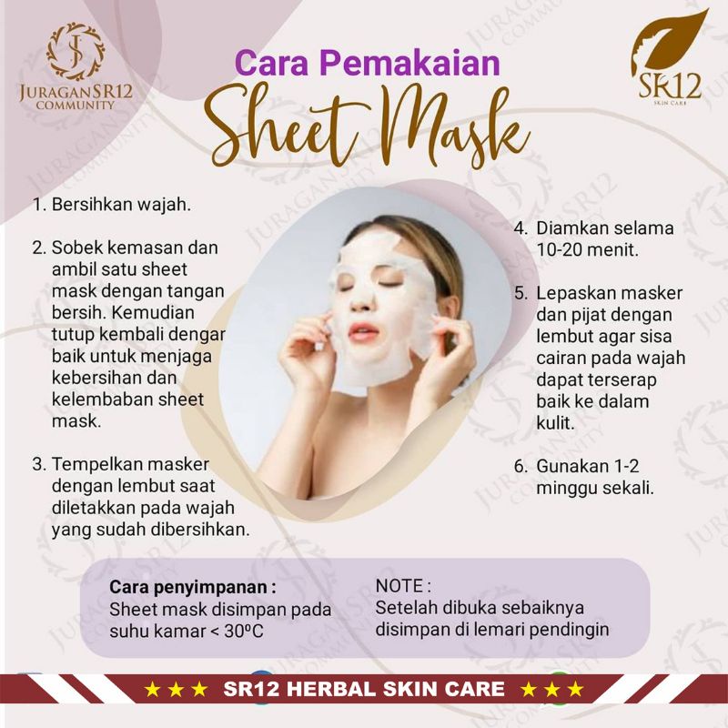 Sheet Mask SR12 | Sheet Mask Acne SR12 &amp; Sheet Mask Brightening SR12 | Masker Wajah SR12 SkinCare