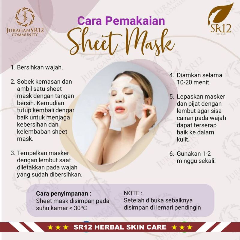 Sheet Mask SR12 | Sheet Mask Acne SR12 &amp; Sheet Mask Brightening SR12 | Masker Wajah SR12 SkinCare